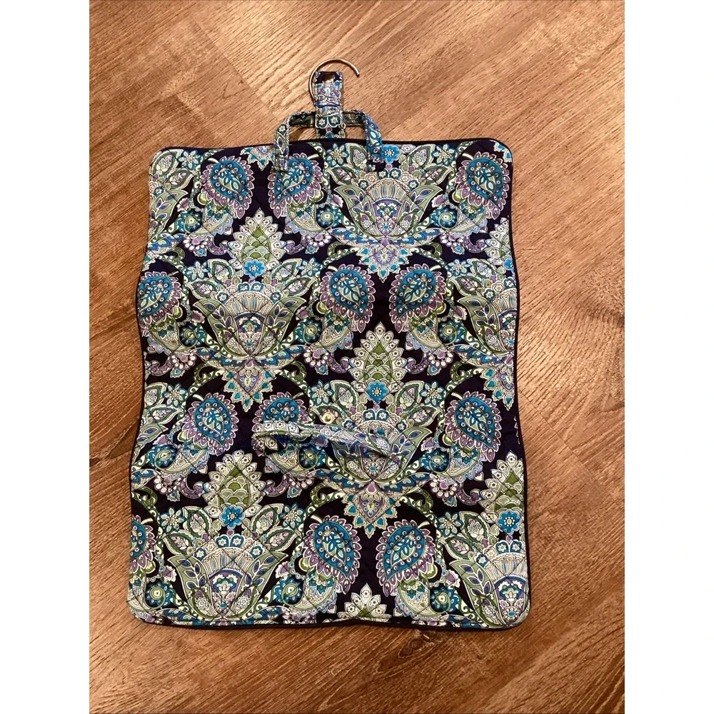 Travel Flat Iron Hair Accessories Hanging‎ Organizer Bag Quilted Blue Paisley